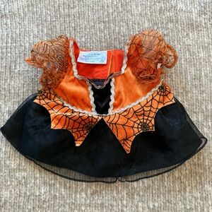 Build-A-Bear Halloween Witch Dress‎ Orange Black Spiderweb Costume